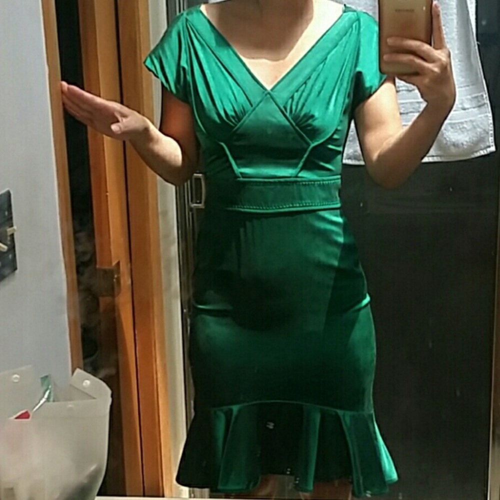 Zac Posen Emerald Silk Cocktail Dress